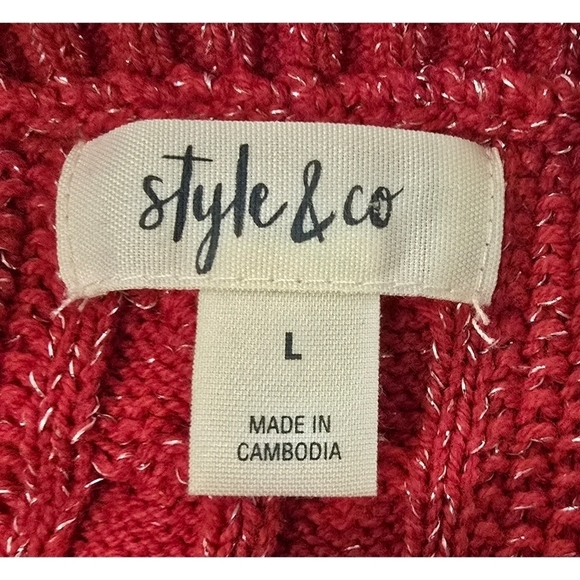 Style & Co Women's Cotton Cable-knit Crewneck Sweater size large - Picture 5 of 6